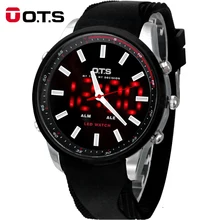 OTS крутые черные мужские модные большие лица светодиодный цифровые наружные мужские спортивные кварцевые часы Hodinky военные светящиеся наручные часы