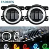 FADUIES 2PCS DOT 4Inch Round Wrangler Led Fog Light 30W 6000K White Halo Ring DRL Off Road Fog Lamps For Jeep Wrangler JK TJ LJ ► Photo 1/6