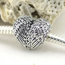 Подходит бусины Pandora Браслеты перья ангелов подвески Аутентичные стерлингового серебра 925 ювелирные изделия