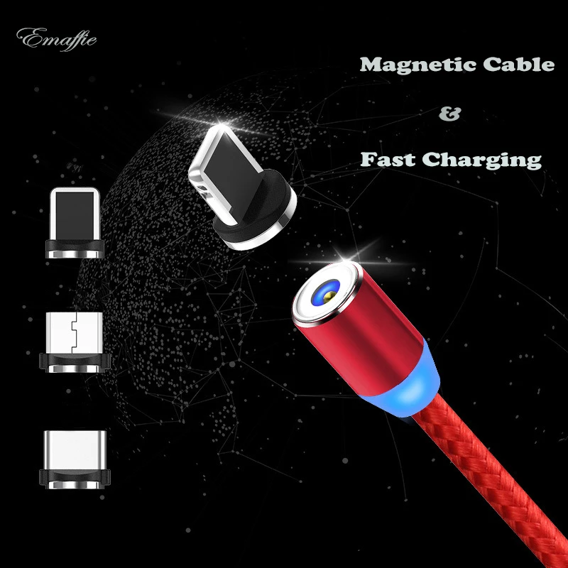 

3 in 1 LED Magnetic Cable for iPhone XS Max Samsung Xiaomi TPYe-C Fast Charging Cable IOS Micro USB Android Mobile Phone Cables