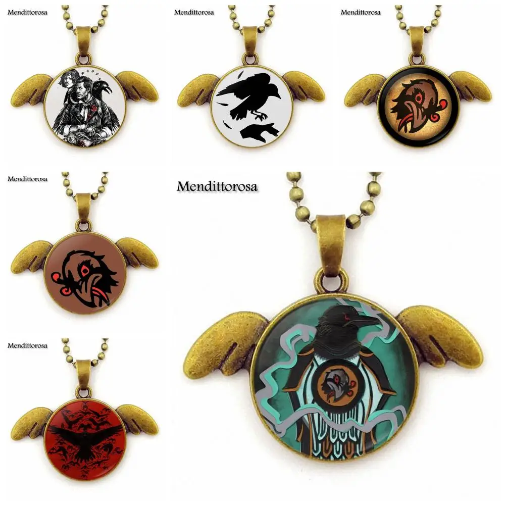 

Bioshock Infinite Murder of Crows Vigor Brand Jewelry Bronze Angel Wings Necklace Glass Dome For Girls