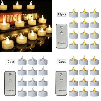 

12pcs Flickering LED Candle Lights With Remote Control Flameless Electric Tealight