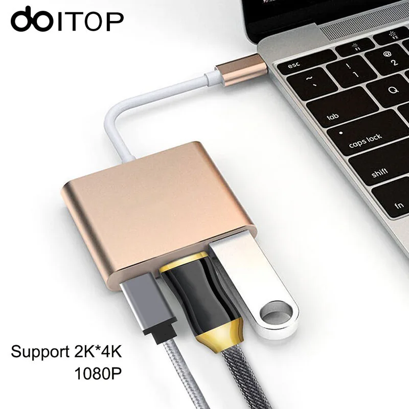 

3 in 1 Hub USB Type C to HDMI USB 3.0 Adapter For Apple Macbook USB-C 3.1 Hub Adapter Type C HDMI 4K 1080P Convertor