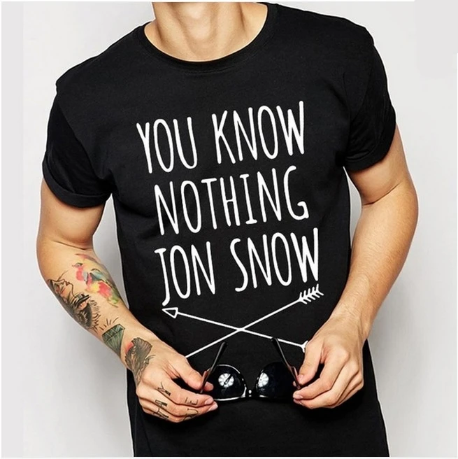 

New Fashion You Know Nothing Jon Snow Game of Thrones T Shirt Cotton Short Sleeve Tshirt Mens Clothing