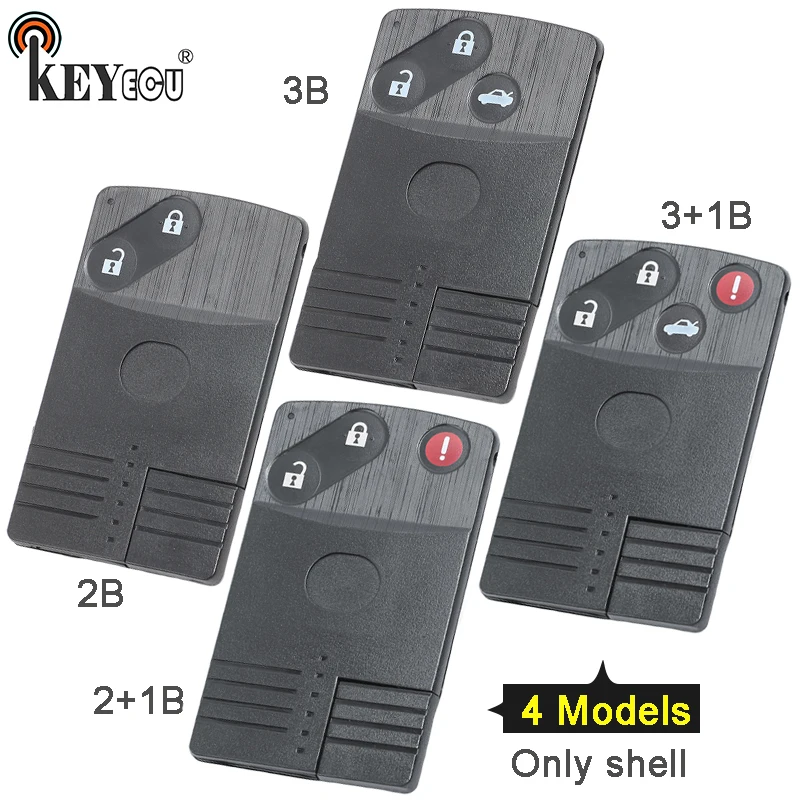 KEYECU 10x for Mazda 5 6 MX-5 Miata CX-7 CX-9 RX-8 Replacement 2/ 2+1/ 3/ 3+1 4 Button Smart Card Remote Key Shell Case Fob