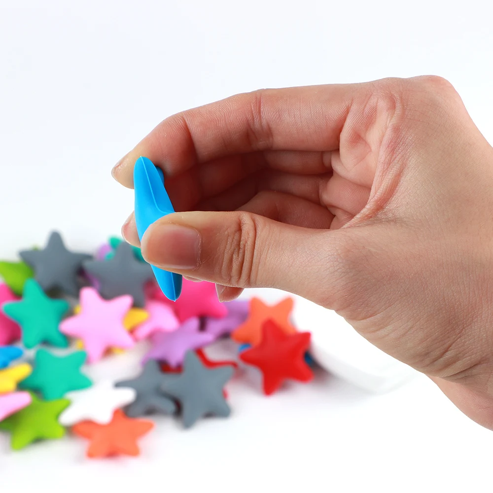 50 개/몫 실리콘 구슬 Joepada 스타 Teether BPA 무료 실리콘 Teething 구슬 씹는 Teething 목걸이 Teether 장난감