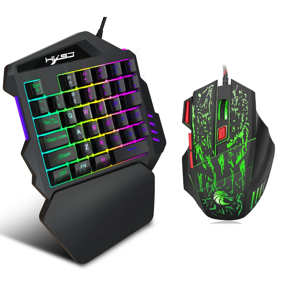 

HXSJ J50 Ergonomic Multicolor Backlight One-Handed Game Keyboard Mouse Set Black 4.30