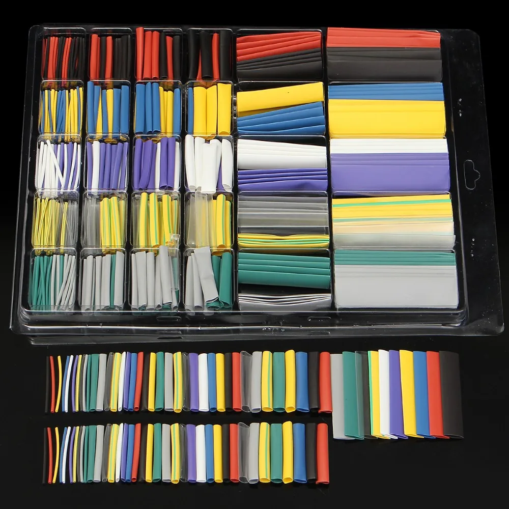 

500PCS Polyolefin 2:1 Heat Shrink Tubing Electrical Wrap Wire Cable Sleeving Kit 10 Colors Shrinkable Tube Assortment Set