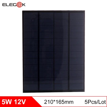 

ELEGEEK 5pcs 5W 12V Polycrystalline Silicon DIY Solar Panel 12V Mini Solar Cell for DIY Test and Education Use