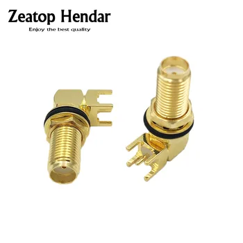 

10Pcs Gold Copper Long SMA Adapter PCB Mount SMA Female Jack Right Angle Coaxial RF SMA Connector
