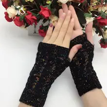 Женские осенние и зимние трикотажные перчатки, женские утолщенные теплые перчатки без пальцев, разноцветные перчатки с рукавами R108