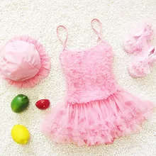 children’s swimwear Girls swimsuit skirt Swimming children bathing suit 1-6Y Elastic Braces Hem Lace Swim Wear Swimwear