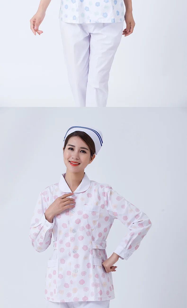 Печать медсестры униформа медицинская Униформа Женщины салон красоты больничный хирургический халат аптека стоматологическая клиника