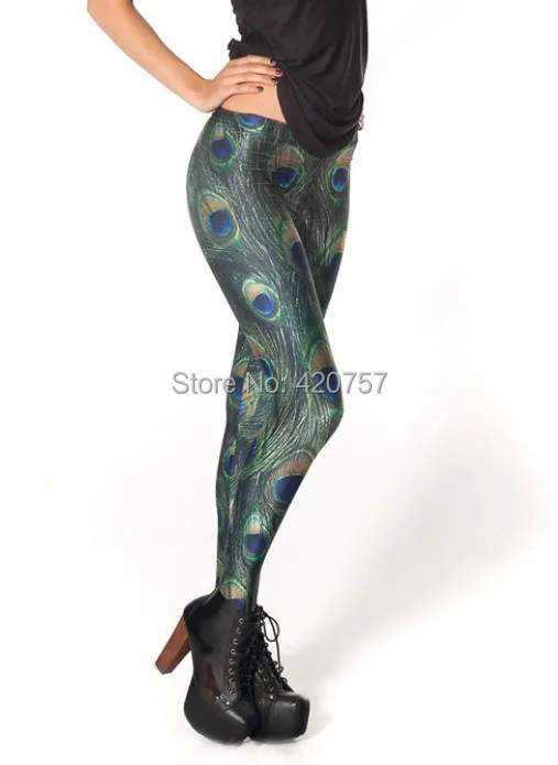 Новые Сексуальные женские модные 3D Леггинсы с цифровой печатью Леггинсы с принтом павлиньих перьев Женские винтажные Большие размеры