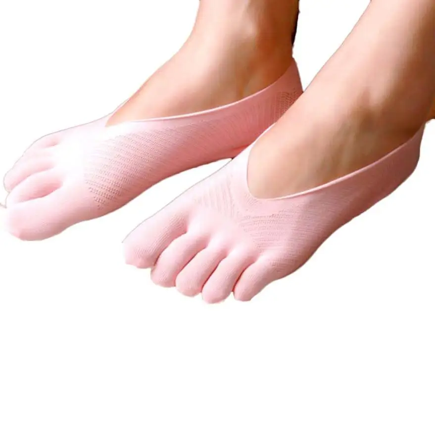 Jy 1 магазин Феи г., Новое поступление, модные носки с пальцами, тапочки невидимые однотонные носки с пятью пальцами - Цвет: Розовый