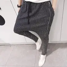 Размер лагер мужская одежда в полоску низкий шаговый шов на молнии личности Харлан Мужские штаны/M-XL