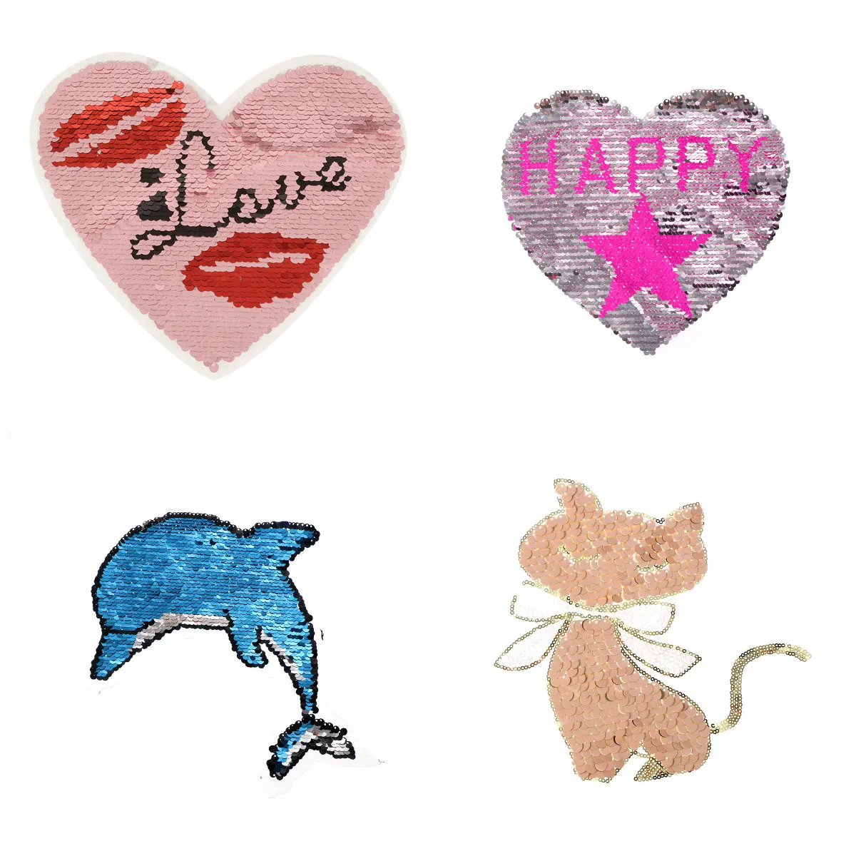 

Embroidery Love Heart Swan Dolphin Cat patches cartoon sew on fabric sticker iron on applique clothes DIY craft New