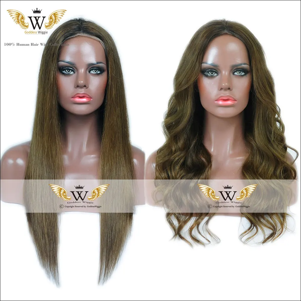

7A Dark Green Human Hair Lace Front Wigs With Baby Remi Silky Straight Hair Full Lace Ombre Wigs Fashion Body Wavy  Wigs