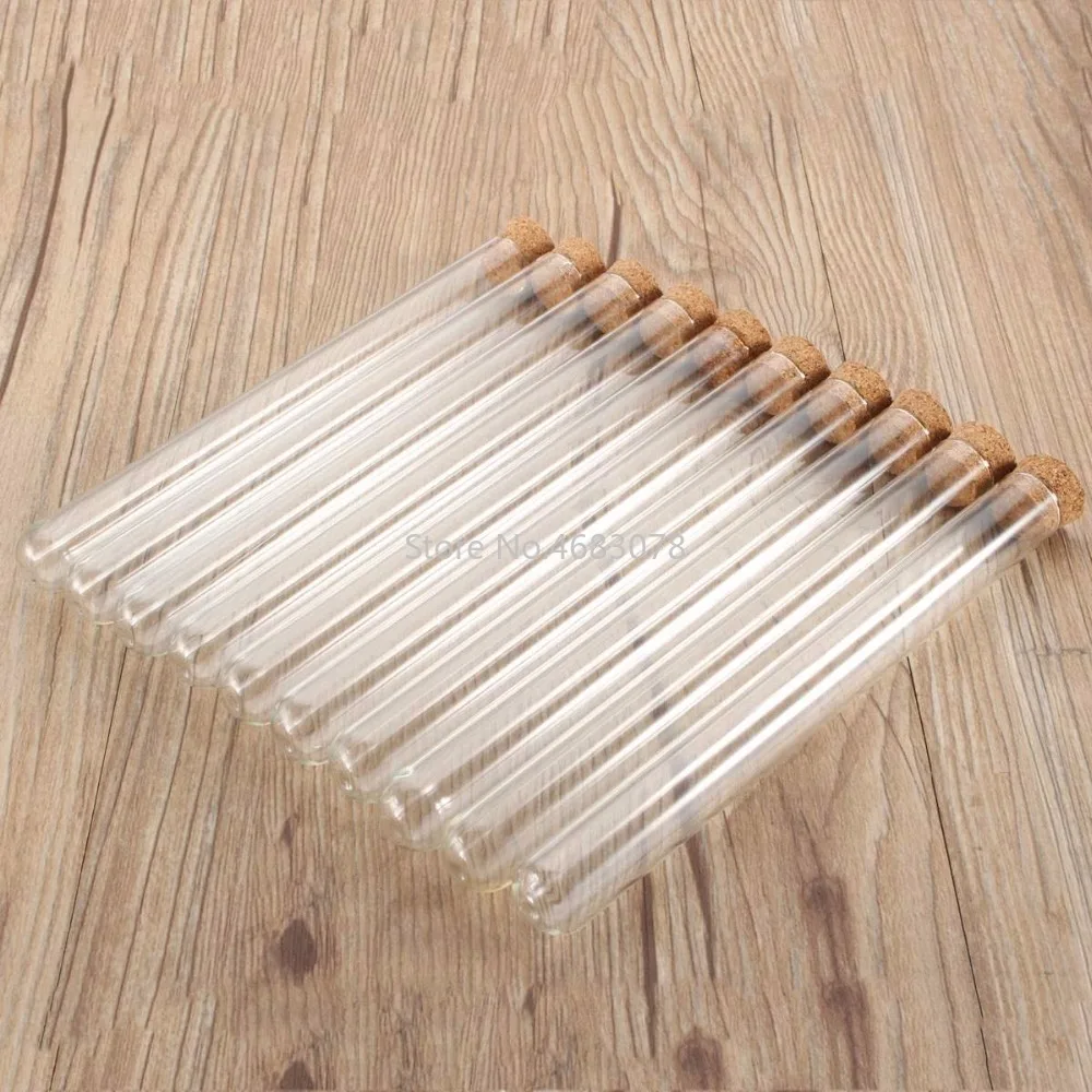 16x150mm Plastic Test Tubes Cork Stopper Clear Like Glass Laboratory School Educational Supplies 10pcs