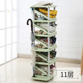 

Plastic Shoe Organizer with Umbrella Holder Customizable Storage Rack Multi-Tier Coner Shelves Creative Room Saver Stands