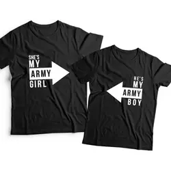 EnjoytheSpirit 100% хлопок унисекс пара футболка он она моя армия для мальчиков и девочек стрелка печати черный Мода хорошее качество футболки