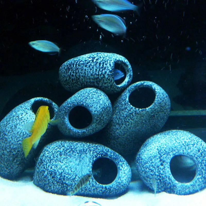 

1 Piece Aquarium Decoration Stone Aquarium Ceramic Rock Cave Fish Tank Hole Stone Ornament Shrimp Breeding Rock