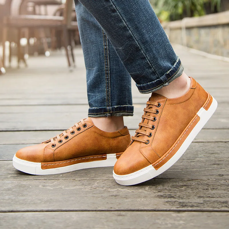 

OSCO Men Casual Leather Shoes Breathable Male Shoes Fashion Lace-up Zapatos Hombre Sapatos Outdoor Flats Shoes Sneakers