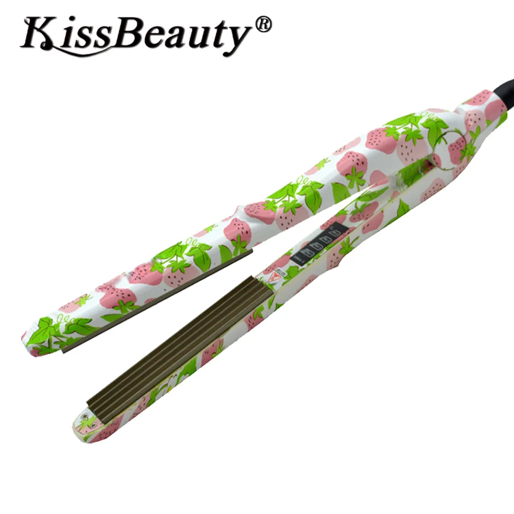 Kissbeauty 110-220V 5 Mini Teeth Corrugated Curling Iron  Temperature Control Pink Strawberry Electric Corn Waves hair Curler  