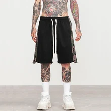 April MOMO мужские полосатые шорты свободного покроя цвета хаки нарисованные веревки хип хоп шорты мужские летние новые модные шорты в уличном стиле