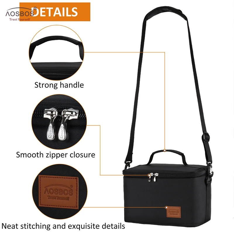 Lunch Bag Bento Bag Cooler Bag Aosbos Fashion Portable Thermal Lunch Bags for Women Kids Men Food Picnic Cooler Box Large Capacity Insulated Tote Bag Storage