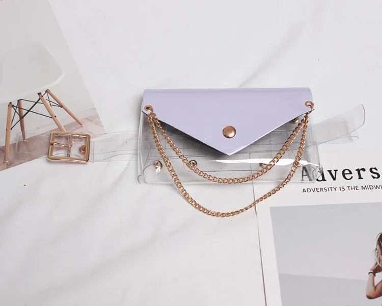 Light Purple TOYOOSKY роскошные женские утягивающие пояса прозрачная Конфета цветная цепочка на талии маленькая сумка ремни квадратная игла широкий пояс Пряжка для женщин - Color: Light Purple