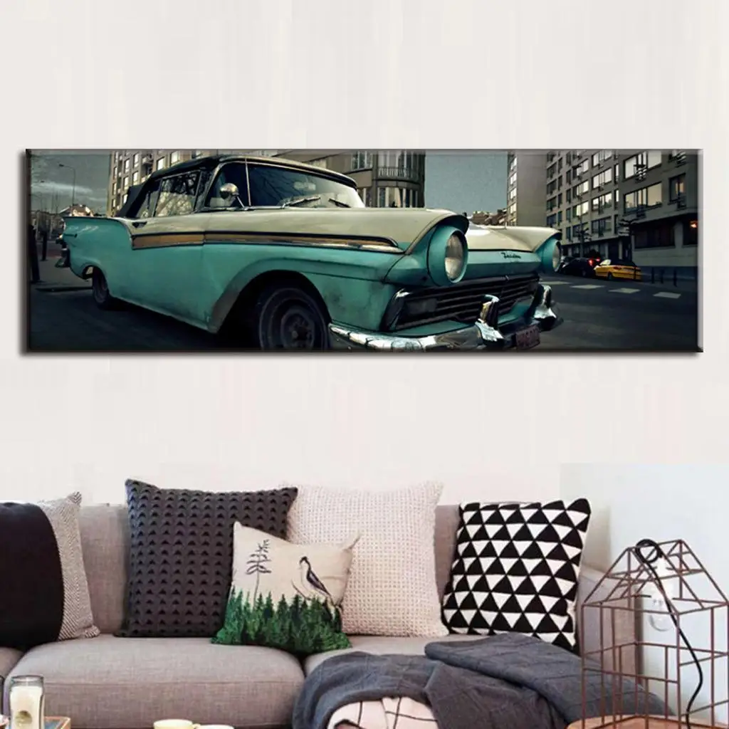 1 pcs super large picture landscape car painting printed on canvas