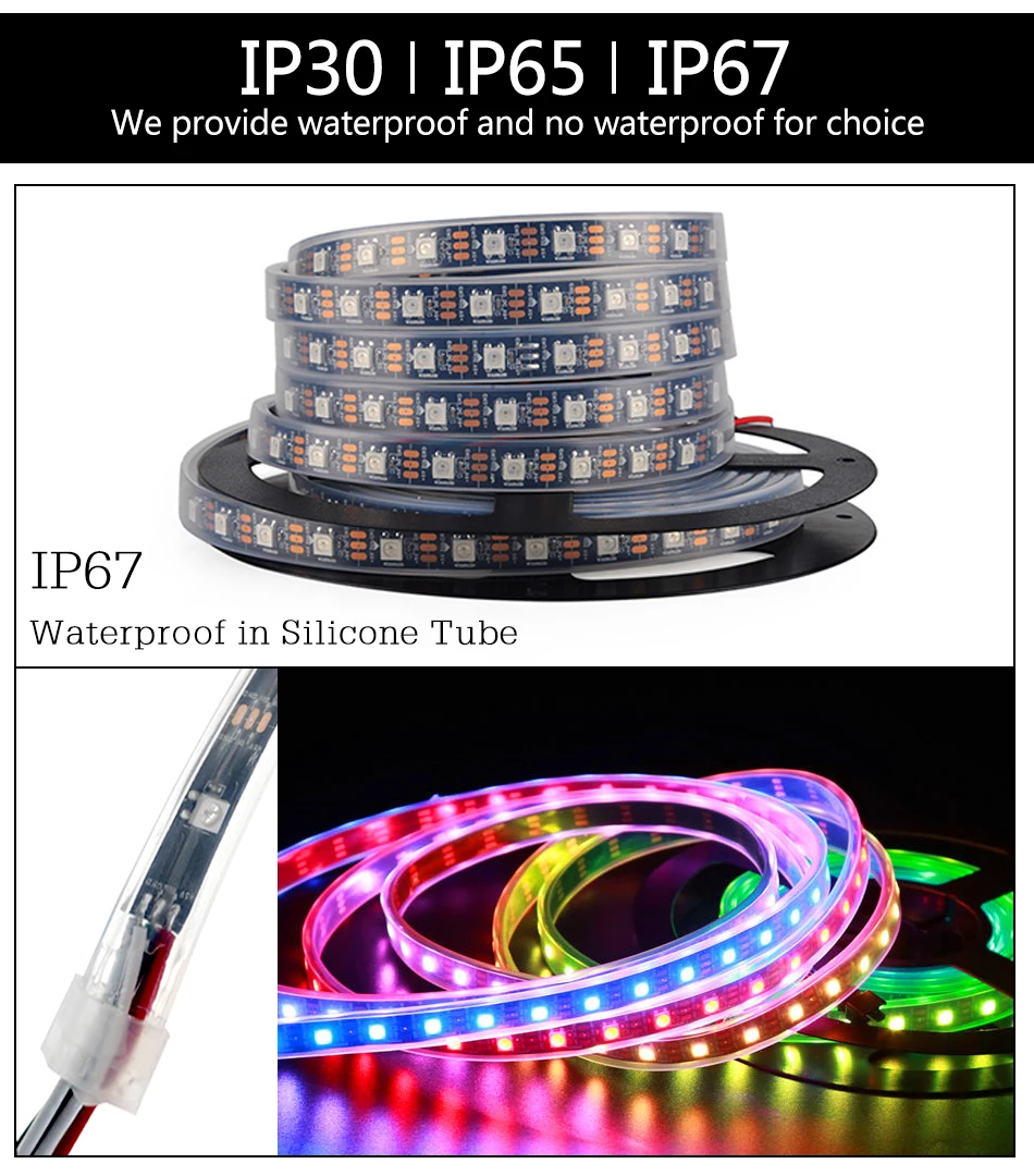 Светодиодные ленты DC5V PCB умный прибор приемно-пикселей WS2812 IC 30/60/144 светодиодный s 17Key бар RGB 50 см 1 м 2 м 3 м 4 м 5 м фоновые украшения