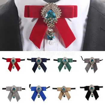 

Men's Luxury Bow Tie Velvet with Diamond Jewel Fashion Wedding Party Tie Necktie