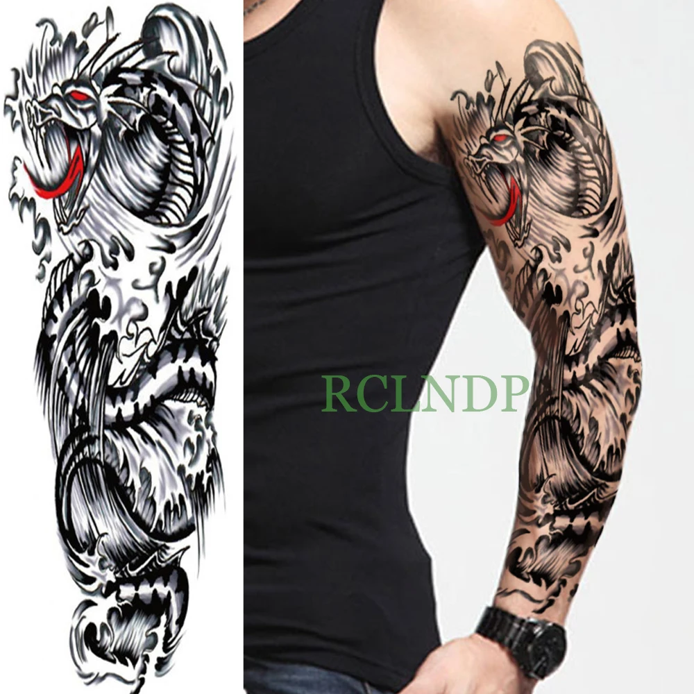 Waterproof Temporary Tattoo Sticker dragon cool Animal full arm fake
