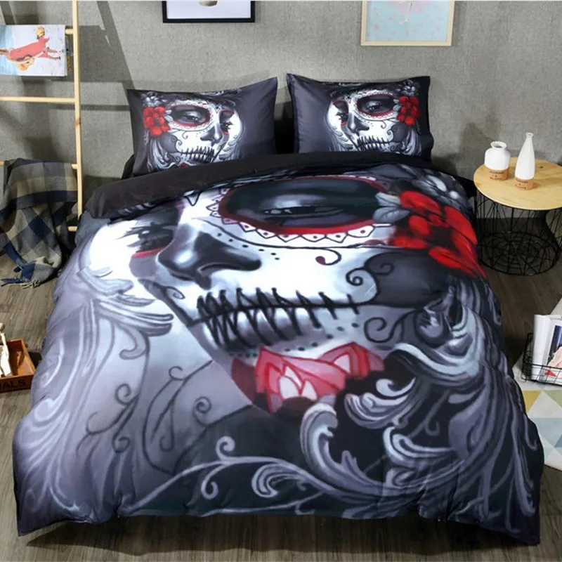 

Fanaijia skull bedding set 3d print Duvet Cover set with pillowcase 3pcs queen size Home textile bed line