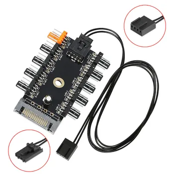 

New Arrival Chassis Fan Hub CPU Cooling HUB 10 Port 12V 4 Pin PWM Fan Hub SATA EM88