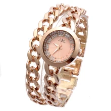 G& D роскошные женские часы, стразы из розового золота, женские часы-браслет, модные повседневные кварцевые наручные часы, часы из нержавеющей стали