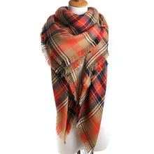 Брендовый шарф квадратный коричневый плед искусственный кашемир теплый зимний кисточкой модные шали для женщин