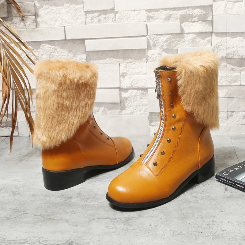 Мягкие Меховые ботинки в стиле панк femme botines модель 2019 года на заказ размер 43 с