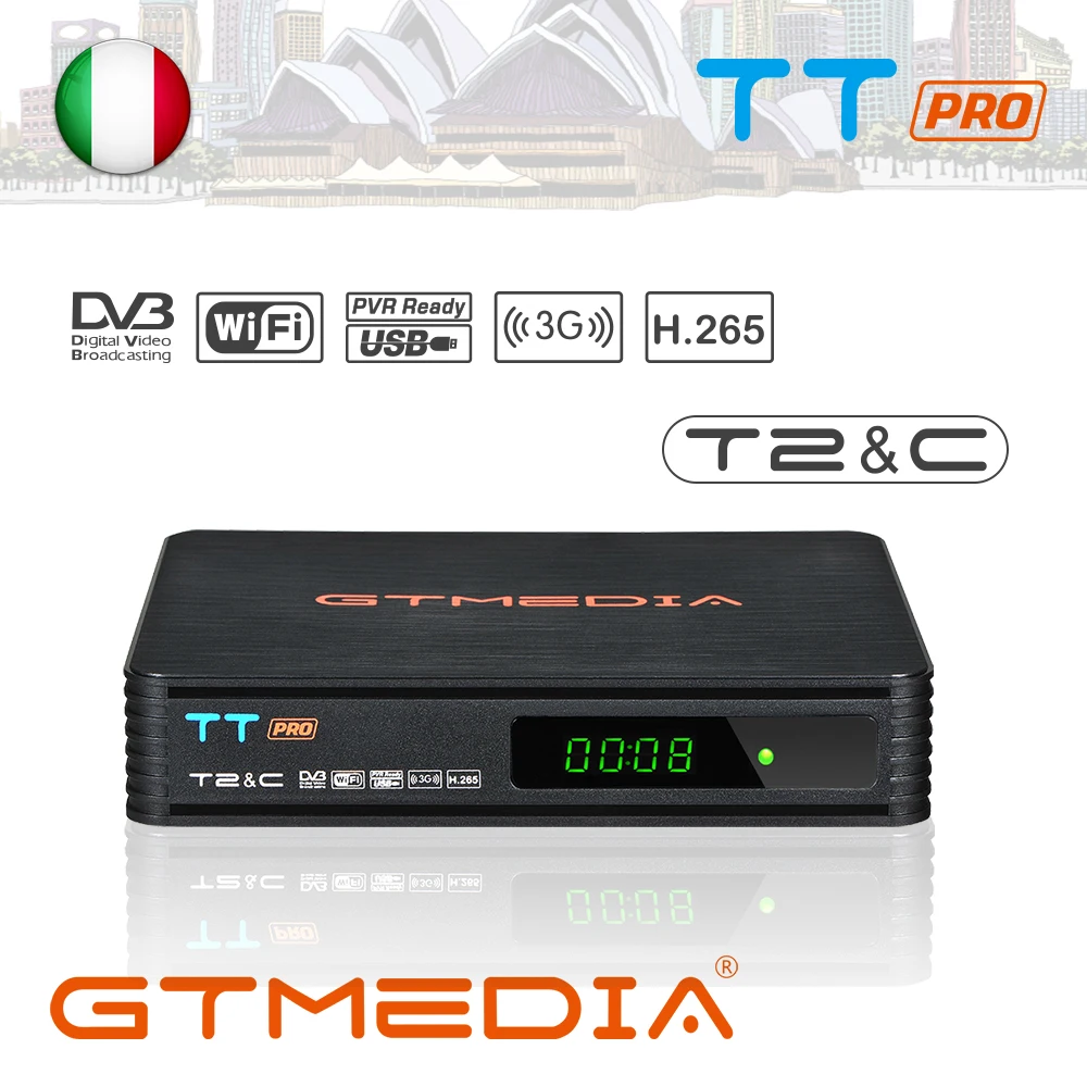 GTMEDIA TTPRO DVB-T2/T Satellite Receiver usb Wifi TV Box HD Digital TV Tuner H.264 Terrestrial TV Receiver +1 year Cccam TV BOX