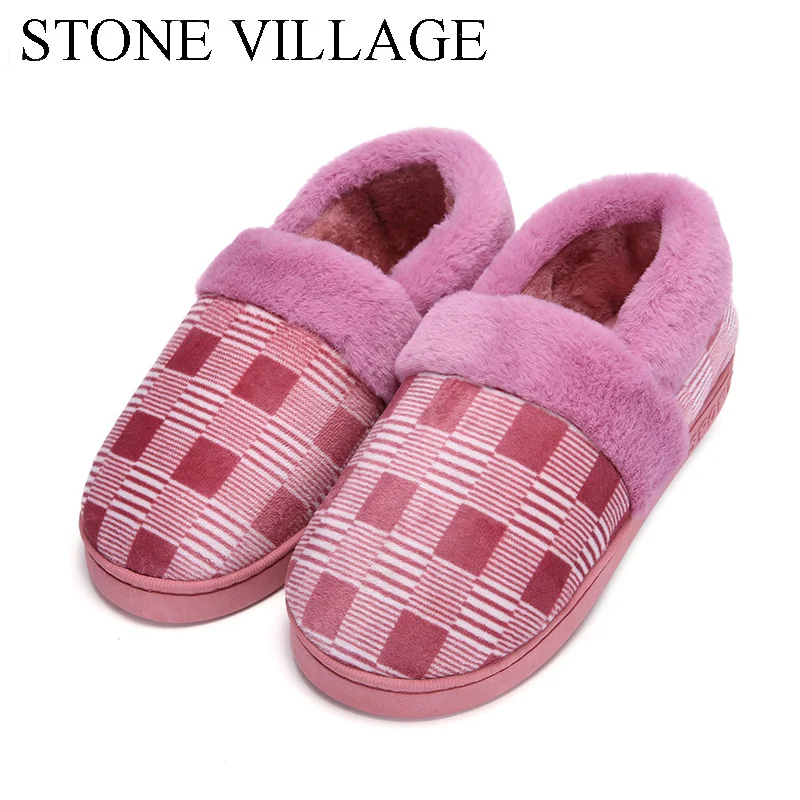 

High Quality Plaid Print Cotton Men Slippers Soft Warm Plush Slippers Unisex Home Slippers Indoor Shoes Women Slippers Shoes
