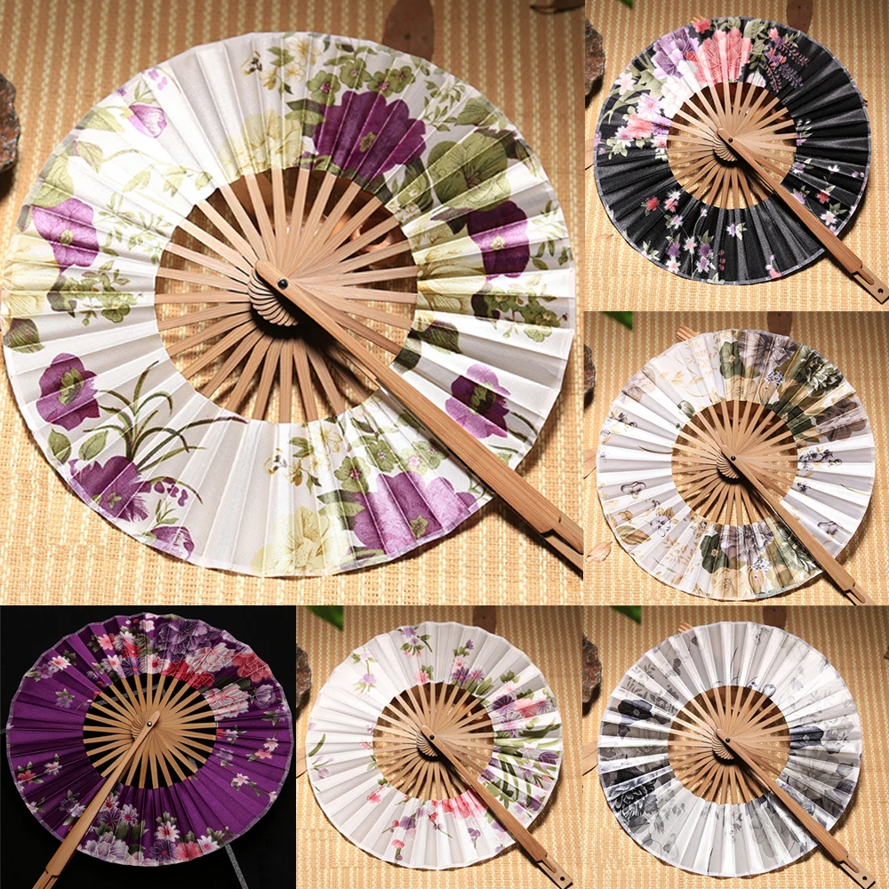 Japanese style Fan Flower Texture Antique Circular Windmill Fan Chinese