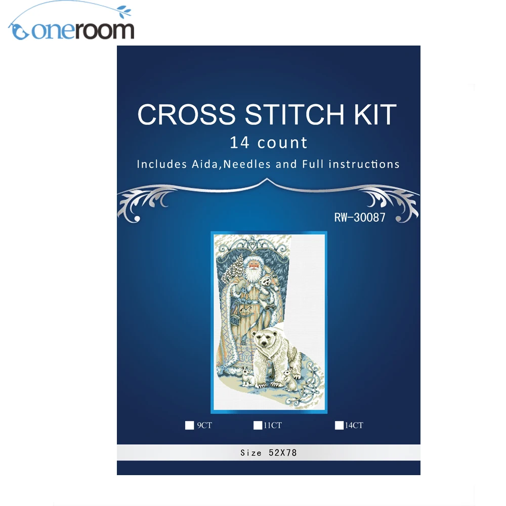 Offerte Contati Punto Croce 14CT A Mano A Punto Croce Set di animali a punto Croce Kit di Ricamo Ricamo Di Natale orsi Calzino