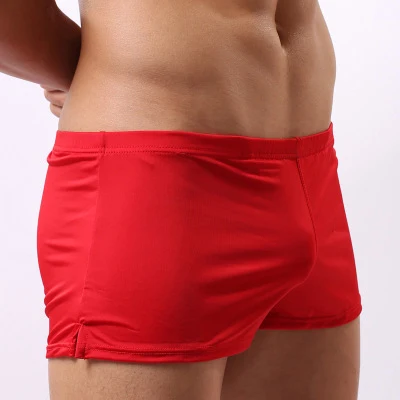 Мужские сексуальные тонкие шорты с низкой талией, спортивные штаны для бега, u-образные выпуклые штаны, мужские спортивные шорты для фитнеса, Мужские дышащие спортивные штаны для бега - Цвет: red