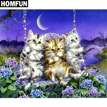 

HOMFUN Square/Round Drill 5D DIY Diamond Painting "Cute three cats" Embroidery Cross Stitch Full Rhinestone Decor A01708