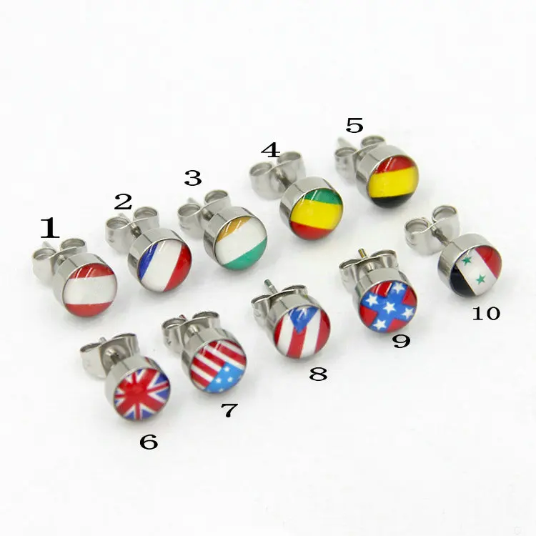 

surgical steel male earrings punk rock National flag stud earrings jewelry stainless steel women earrings jewelry accessories
