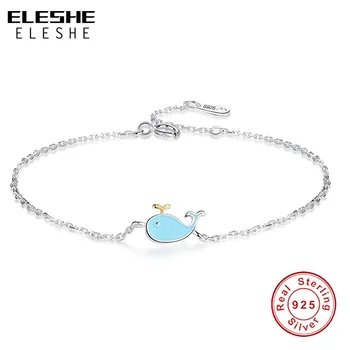 

Genuine 925 Sterling Silver Blue Enamel Dolphin Bracelets For Women Adjustable Link Chain Bracelet Female Fashion Jewelry 2019