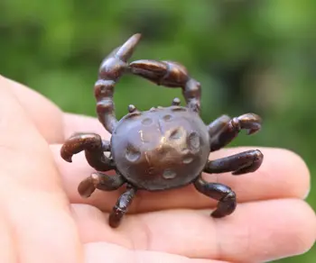 

China red Copper crab Figurines Statues Mini crabs Incense Burners Inserted handicraft ornaments small statue tea sets accessory