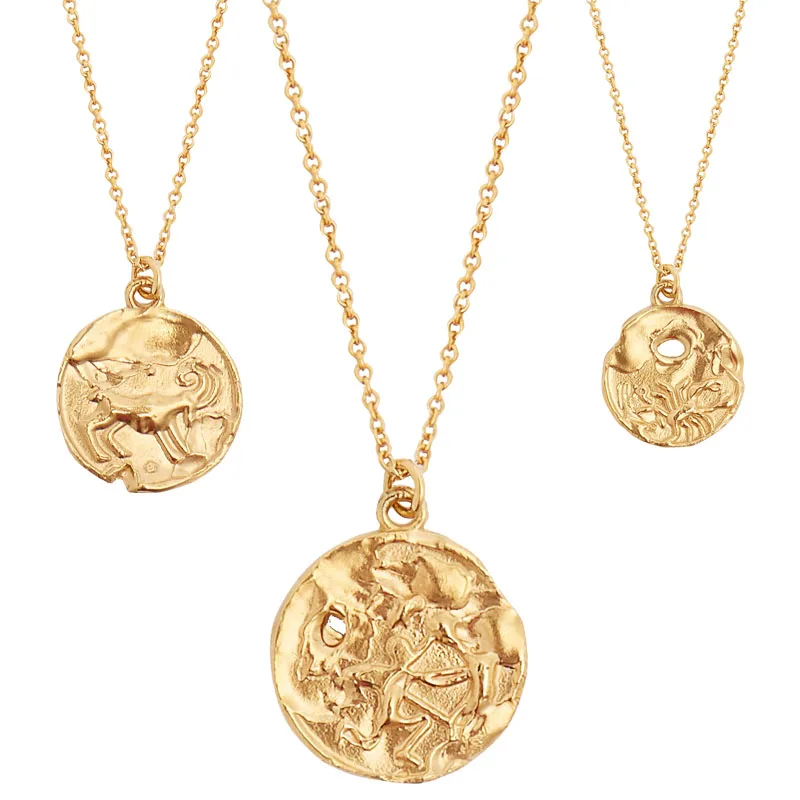 

Simple Gold Chain Matte Constellations Necklace Women Fashion Jewelry Vintage Constellation Choker Necklace collier femme bijoux